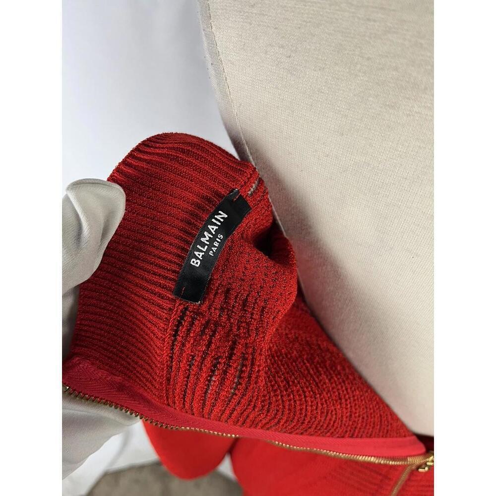 Balmain Off-The-Shoulder Knit Maxi Dress Red - Picture 6 of 6